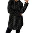 thumbnail image 3 of Sudadera con Capucha de Jacquard de Larga en Color Liso para Mujer, Chaqueta Ajustada con Cordón de Felpa. Negro M, 3 of 9