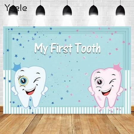 Image of Cartoon Cute Baby First Tooth Background Children Photo Studio Light Blue Backdrop Photozone Photophone Props Room Decor