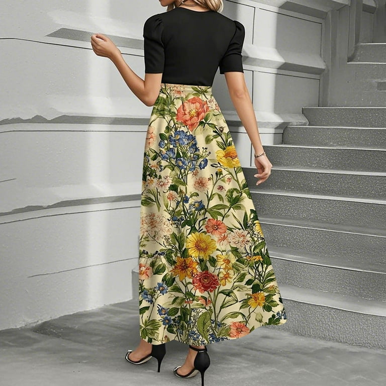 Uocefik Yellow Dress For Women Elegant Floral Summer Wedding Guest Dresses Wrap Short Sleeve Sundress Business Casual Flowy Maxi Dress M Uocefik Yellow Dress For Women Elegant Floral Summer Wedding Guest Dresses Wrap Short Sleeve Sundress Business Casual Flowy Maxi Dress M