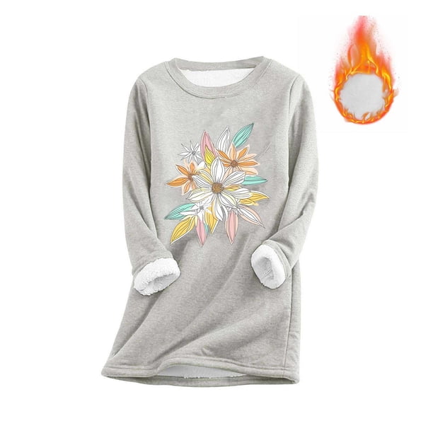 Ailaofu Womens Long Sleeve O Neck Sweatshirt Casual Warm Winter Pullover Sweatshirt Loose Fit Tops
