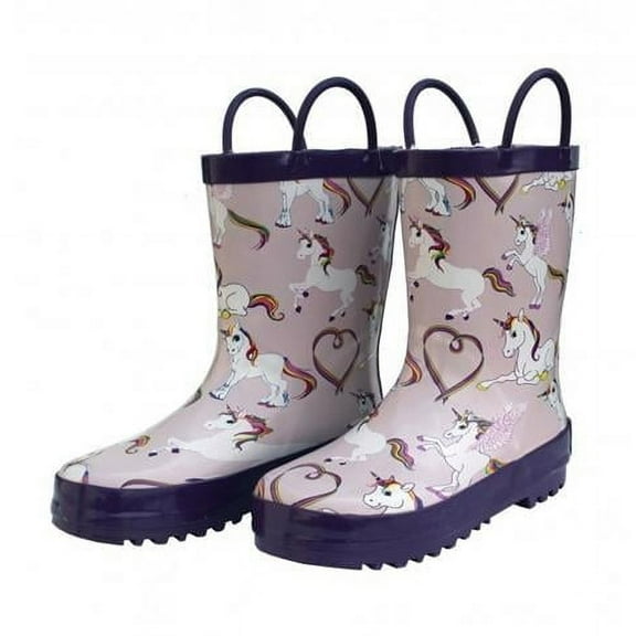 Foxfire for Kids FOX-600-78-8 Childrens Rainbow Unicorn Rain Boot - Size 8, Toddler