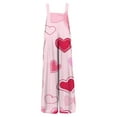thumbnail image 4 of Resicozy Valentine Linen Overalls for Women Plus Size Jumpsuits Heart Print Fashion 2026 Party Loose Fit Pants Pink S, 4 of 5