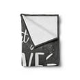thumbnail image 2 of Love What You Do Soft Flannel Fleece Blanket, Hand Lettering Typography Composition with Dots and Stripes, Cozy Plush for Indoor and Outdoor Use, 50" x 60", Charcoal Grey and White, by Ambesonne, 2 of 5