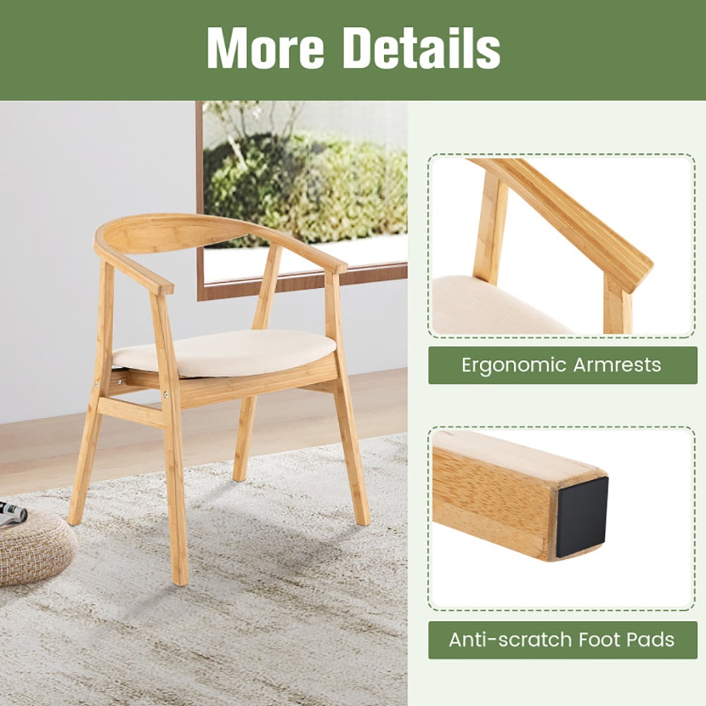 Finihen Accent Chair, Bamboo Accent Armchair, Bamboo Accent Chair with Armrest and Curved Backrest, for Living Room, Bedroom, Natural Finihen Accent Chair, Bamboo Accent Armchair, Bamboo Accent Chair with Armrest and Curved Backrest, for Living Room, Bedroom, Natural