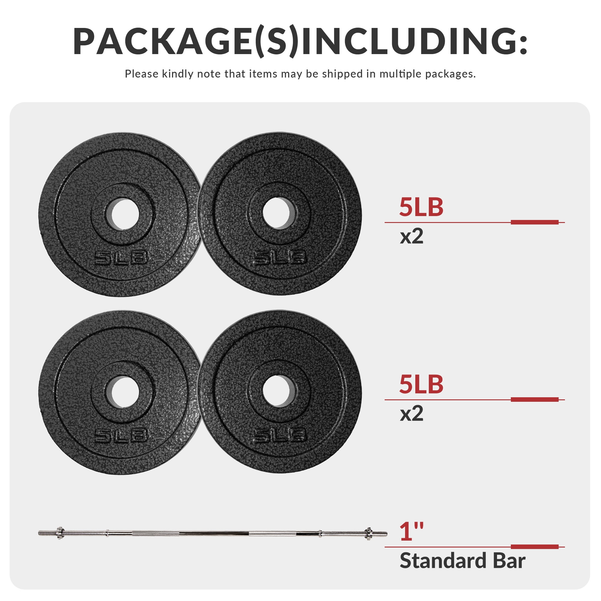 BalanceFrom 1-Inch Standard Cast Iron Weight Plate Set，with 5FT Bar and Star Locks，Multiple Weight Options，for Home Gym Strength Training