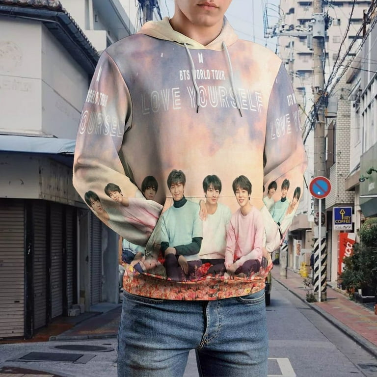 K Pop BTS 3D Hoodie Love Yourself World Tour Jimin Suga V Jungkook Sweater for Women Men Hoodie With Pocket Walmart