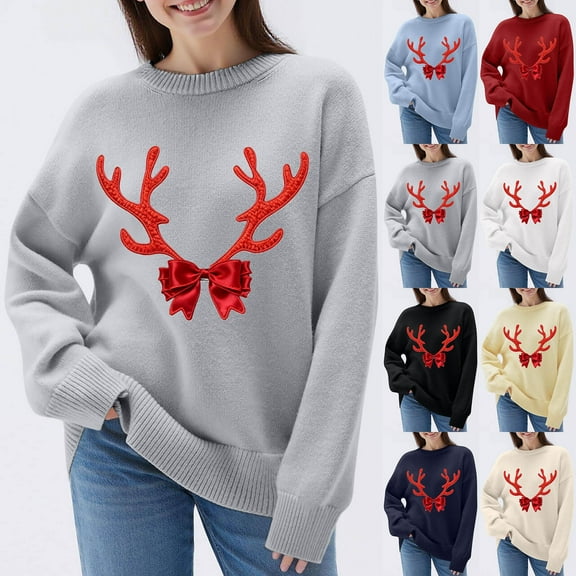 Weiqiqre Women Sweaters Trendy Long Sleeve Crewneck Fall Outfits Pullover Sweater Tops