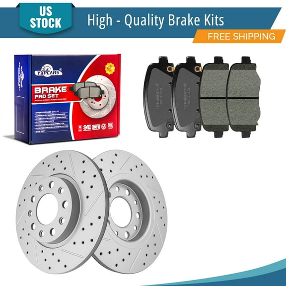 YXPCARS 6PCS Rear Brake Kits, Drilled & Slotted Brake Rotors (120.58013)   Ceramic Brake Pads Kit for Chrysler 200 Jeep Cherokee (781099 1734)