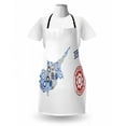 thumbnail image 3 of Cyprus Apron, Abstract Design of Blue and Grey Colored Cog Shapes Forming Cypriot Island, Unisex Kitchen Bib with Adjustable Neck for Cooking Gardening, Adult Size, White and Multicolor, by Ambesonne, 3 of 4