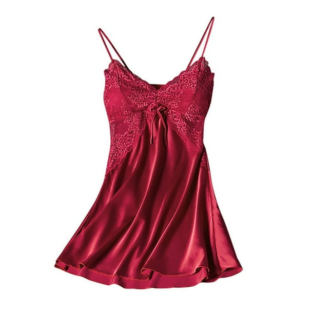 ropa De Dormir con encaje/Camisola Sexy De satén De Seda Para mujer/bata Para Dormirpangjing