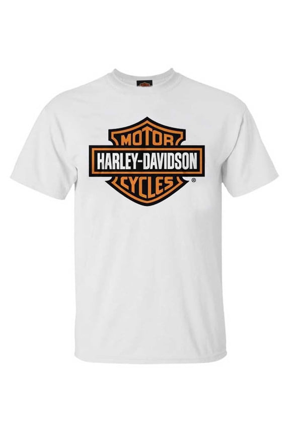 Men's Bar & Shield Logo Crew-Neck Cotton T-Shirt - White (Large), Harley Davidson
