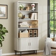 thumbnail image 6 of Onbrill 4 Tier Bookshelf Shelf Wooden Bookcase ,with Storage Cabinet & Adjustable Storage Shelf,Multipurpose Bookshelf for Home Office, Living Room, Natural White, 6 of 10