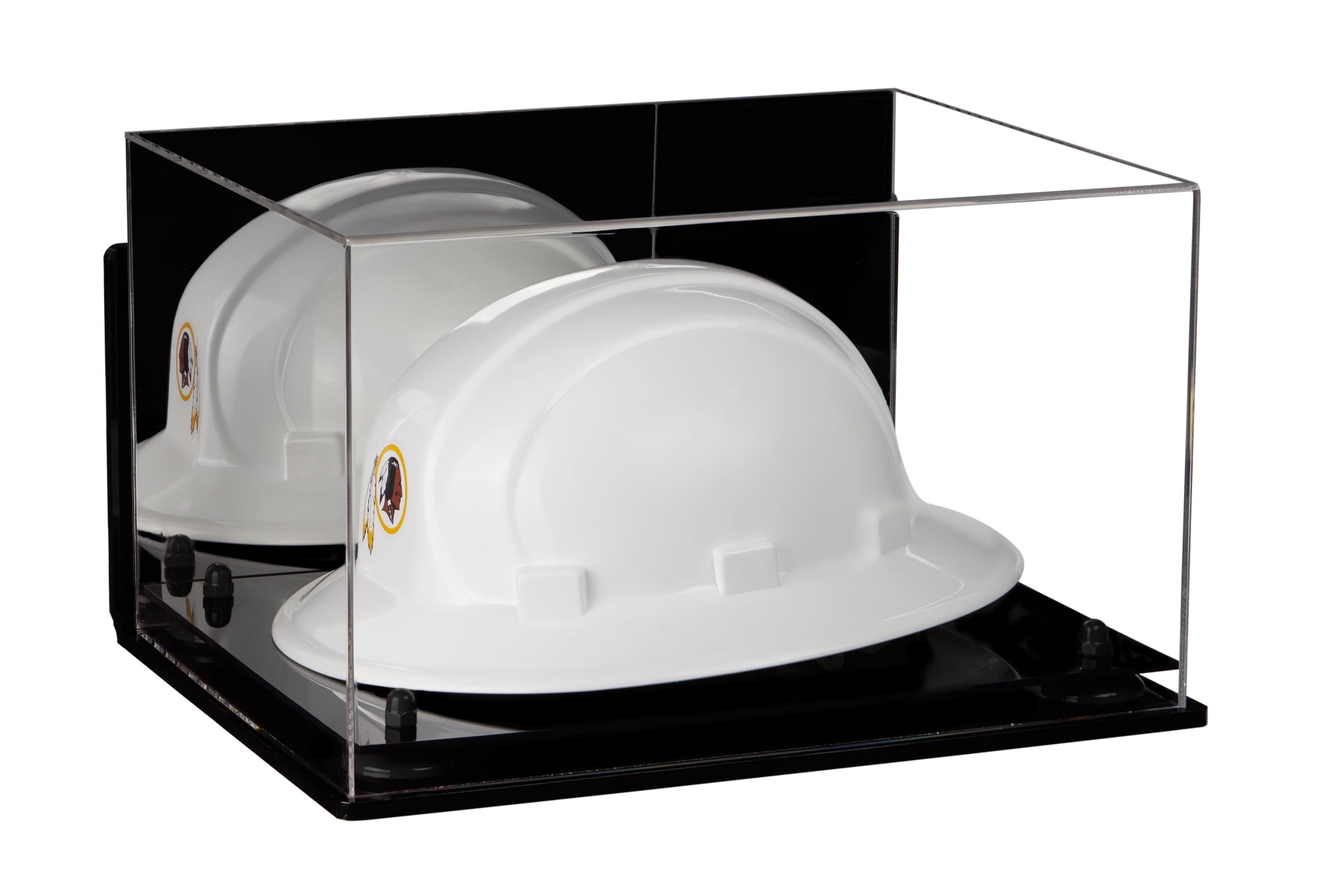 Deluxe Acrylic Large Helmet Hard Hat Display Case with Mirror, Wall