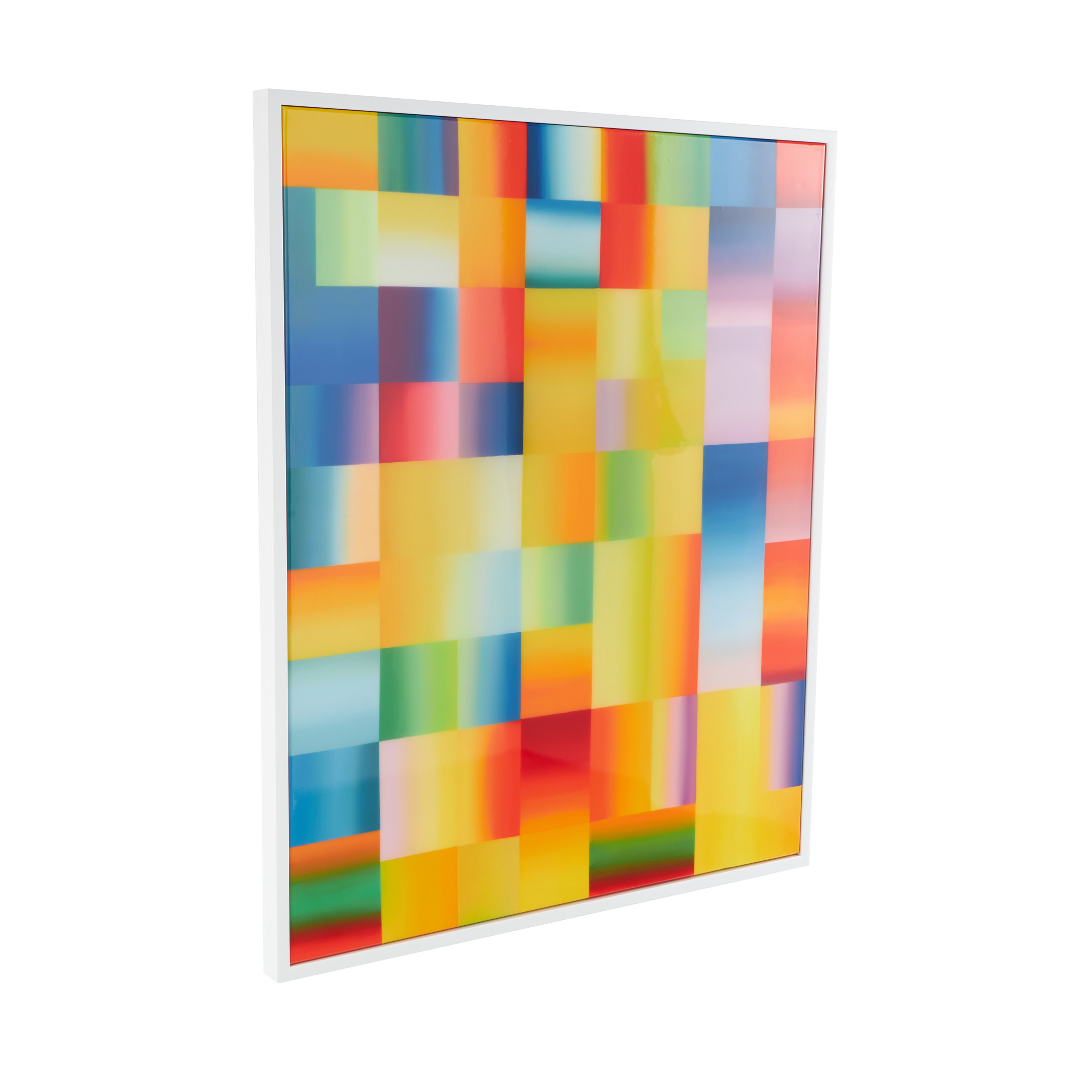 33" x 41" Ombre Square Pop Art Geometric Framed Wall Art with White Frame, by DecMode