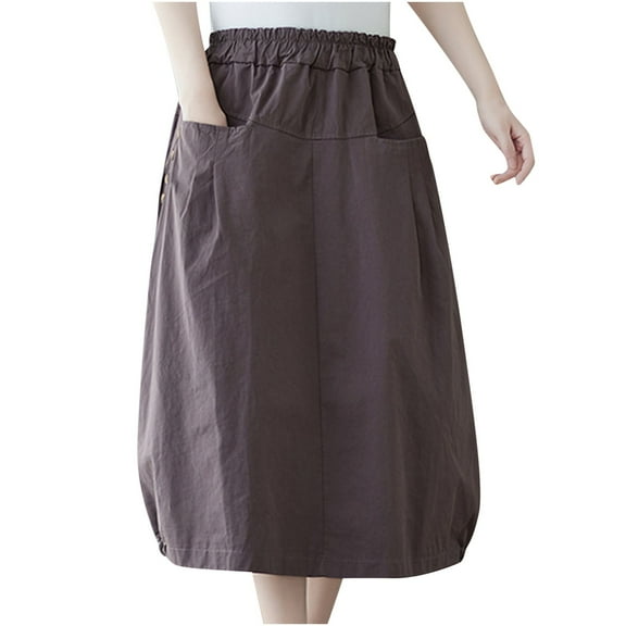 Summer Hot Saving! ITSUN Womens High Quality Pleated Gauze Knee Length Skirt Adult Dancing Leisure Dress Gray XXL