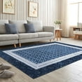 thumbnail image 2 of HOMERRY 5' x 7' Area Rug for Living Room Geometric Bordered Non Slip Washable Indoor Carpet, Navy, 2 of 5