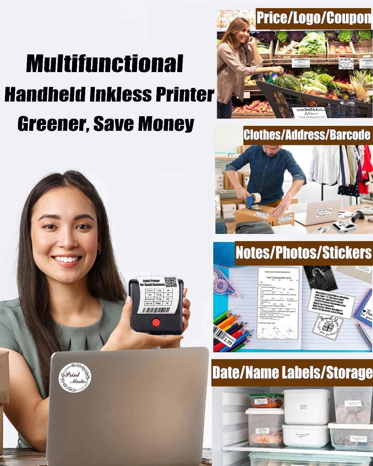 Phomemo M200 Versatile Bluetooth Thermal Label Maker for Shipping, Labeling, and Small Business Applications - Enhance Efficiency and Organization(Black)