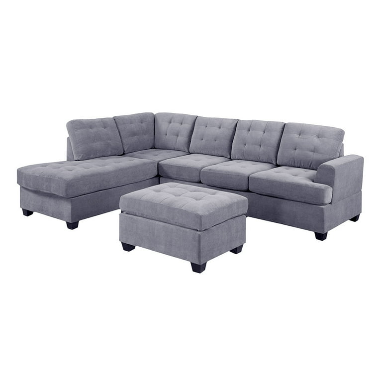 2 piece modern large tufted grey microfiber sectional sofa deals