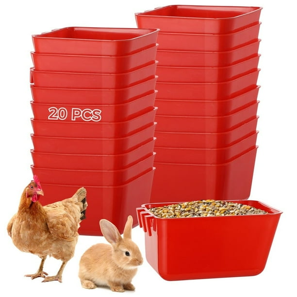 20 vasos jaula, comederos colgantes pájaros pollo 16 oz, bebederos plástico palomas, cuencos agua pollo, cuencos semillas conejo, contenedores semillas mascotas, gallos, loros, palomas