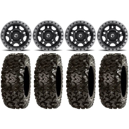 Fuel Anza Black 14 Wheels 28 Rip Saw Tires Yamaha Viking Wolverine YXZ1000R