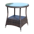 thumbnail image 5 of Homy Casa 21" Outdoor Wicker Round Coffee Table with Tempered Glass Top, Patio Side Table, 5 of 7