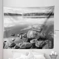 thumbnail image 1 of Autumn Tapestry, Rocks in Water at Shore of Lake Autumn Isolation Tranquility Environment, Fabric Wall Hanging Decor for Bedroom Living Room Dorm, 5 Sizes, Black White, by Ambesonne, 1 of 1
