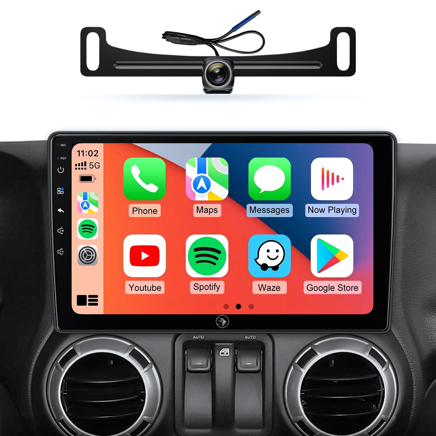10.2 Inch Car Radio Stereo Upgrade Replacement for Jeep Wrangler JK Compass Grand Cherokee Dodge Ram with Wireless CarPlay/Android Auto/Touch Screen/GPS Navigation/HD Backup Camera