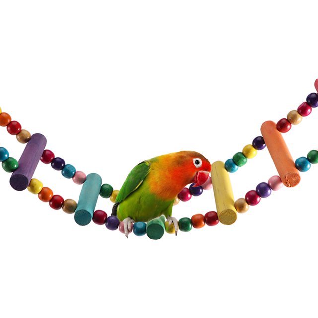 Parrot Toys,Colorful Natural Wood Beads Parrot Ladder Parrot Bridge Leading Edge Technology