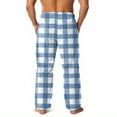 thumbnail image 4 of GrmtClth Mens Plush Warm Pajama Pants Trendy Flannel Fleece Soft Comfy Plaid Night Pants Fall Winter Thermal Fuzzy Pj Pants with Pockets Light Blue XXL, 4 of 6