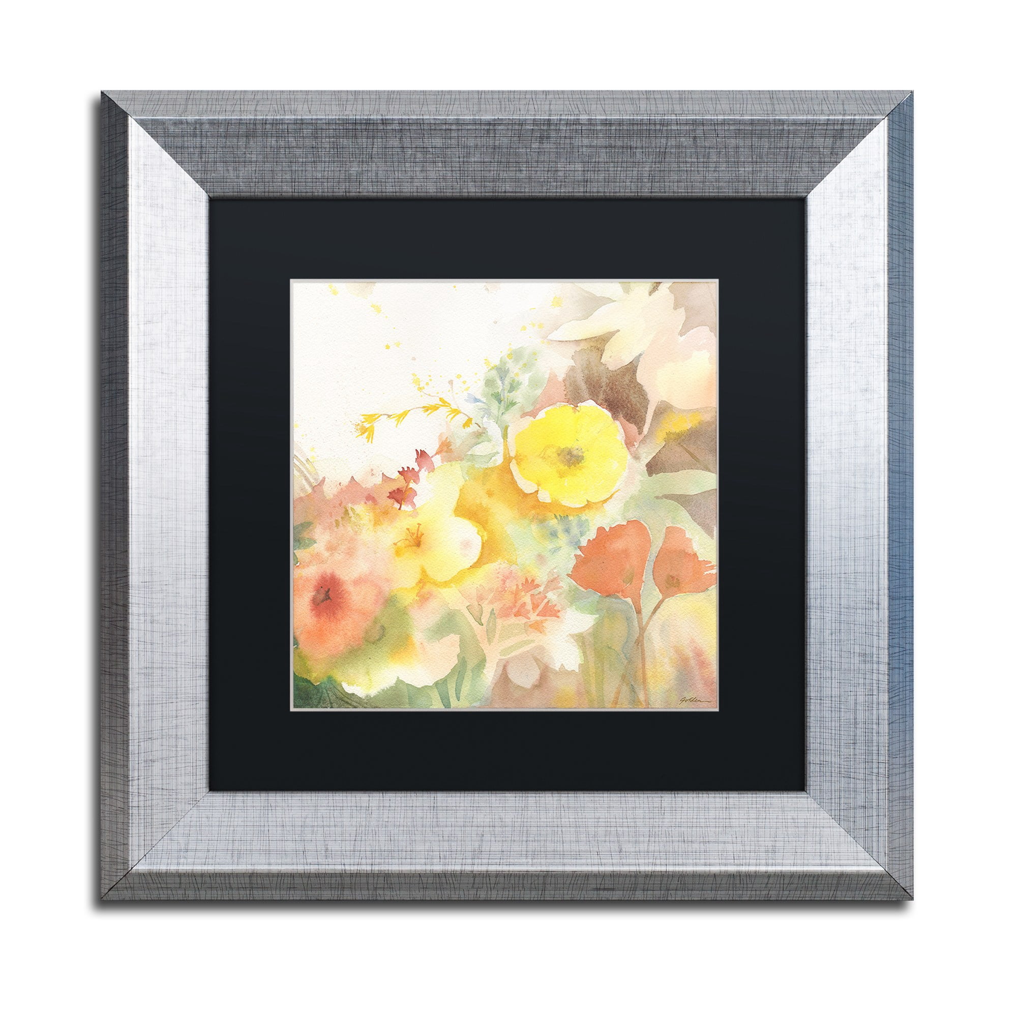 Trademark Fine Art "Yellow Path" Canvas Art by Sheila Golden, Black Matte, Silver Frame