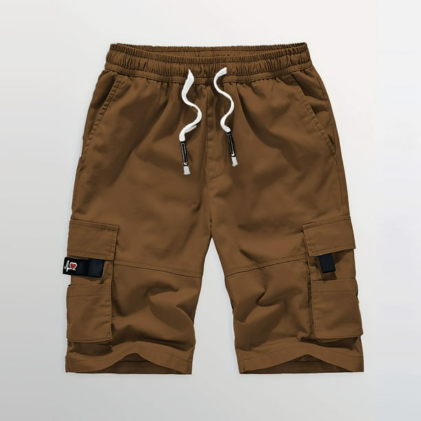 pstuiky Pantalones cortos para hombre, Pantalones cortos cargo para hombre, multibolsillos, holgados, para playa y verano Pantalones cortos deportivos para hombre