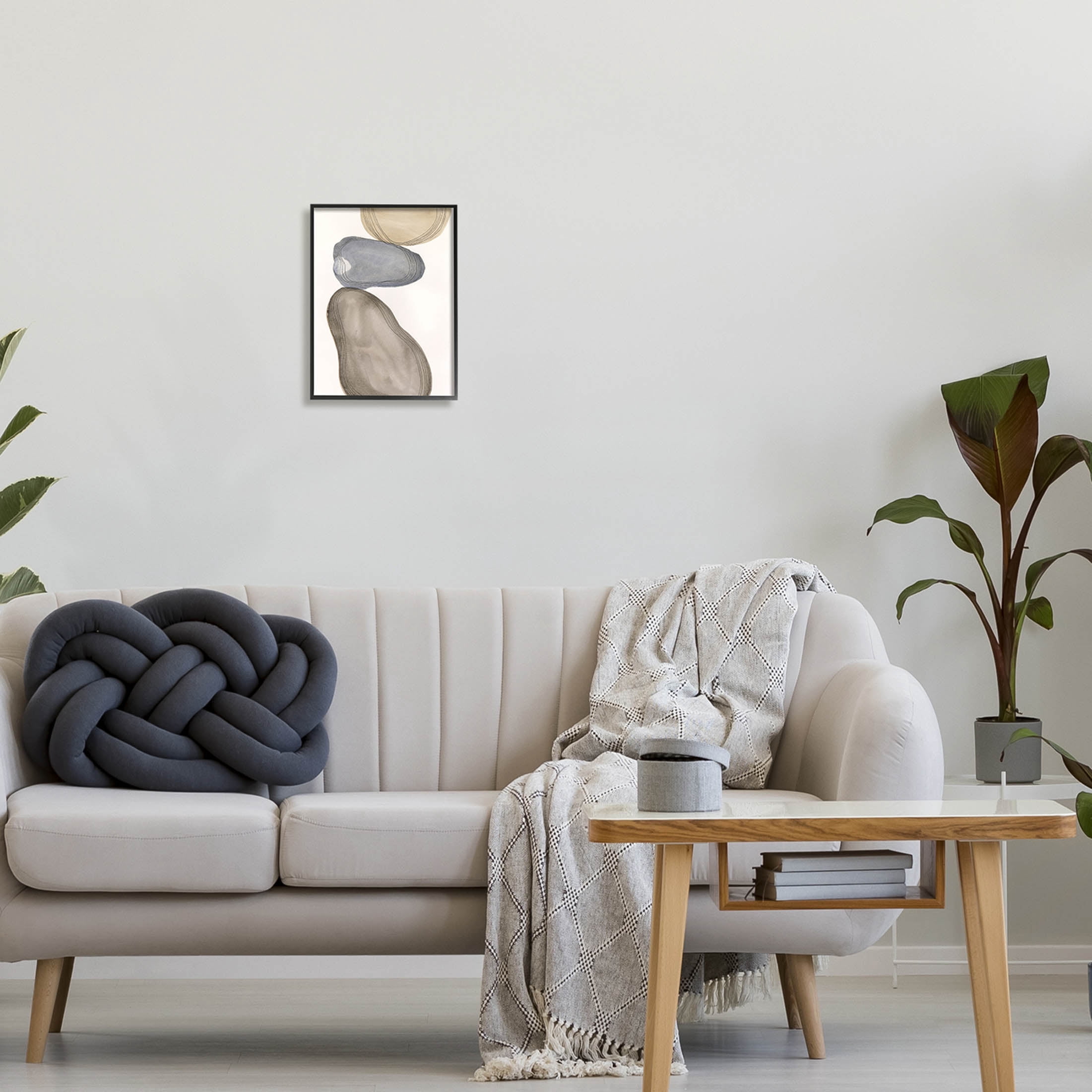 Stupell Industries Modern Geometric Shapes Composition Graphic Art Black Framed Art Print Wall Art, Design by Laura Marr