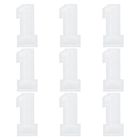 Uxcell Iron on Number Patches 2" Number 1 Embroidered Patch (White, Pack of 9)