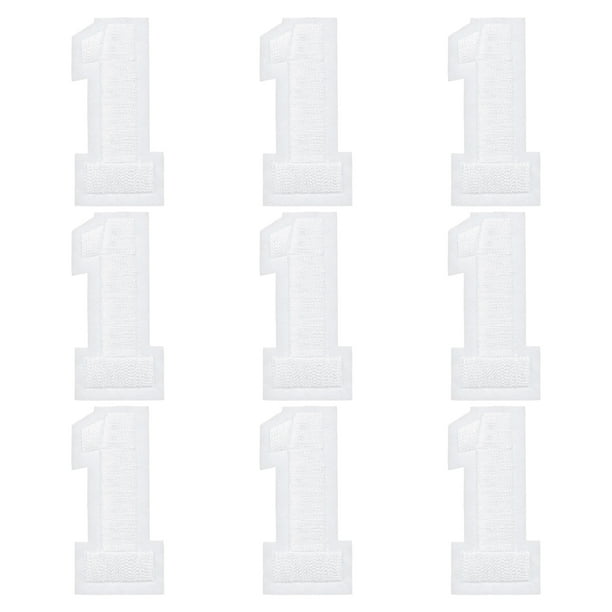 Parche de número Uxcell de 2" número 1 bordado (blanco, paquete de 9)