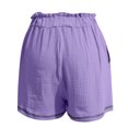 thumbnail image 5 of Workout Shorts Women Fashion Spring Summer Solid Color High Waist Pocket Loose Fit Wide Leg Bermuda Cargo Board Gym Purple Bottoms Sizes 2XL, 5 of 7