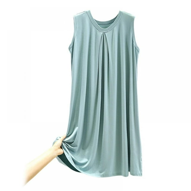 Modal Lingere Chemise de Nuit Sans Manches pour Femmes Robe de Nuit d'Été Camisoles Solides Chemises de Nuit
