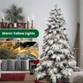 thumbnail image 3 of Yardi Yarda Artificial 7FT Flock LED-lit Christmas Tree with 890PE/PVC Mixed Branch Tips, Christmas Tree with Hinged Premium & Foldable Base, Green+White, 3 of 10