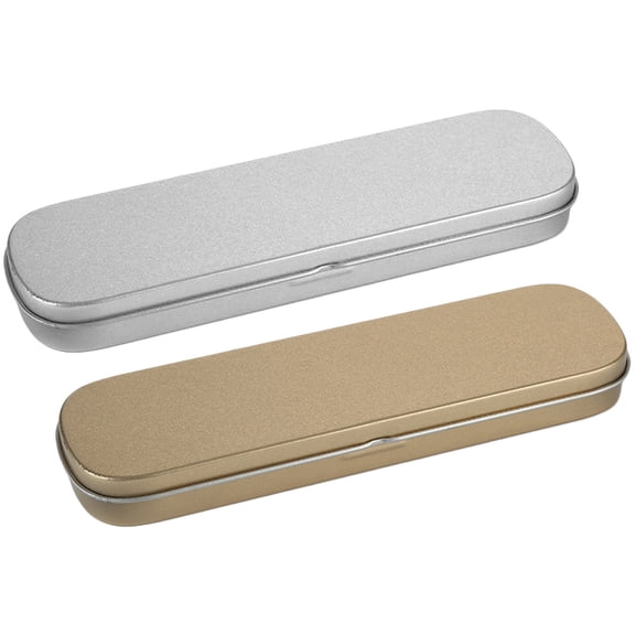 2Pcs Metal Pen Pencil Case Stationery Box Empty Pen Holder Versatile Makeup Brushes Organizers