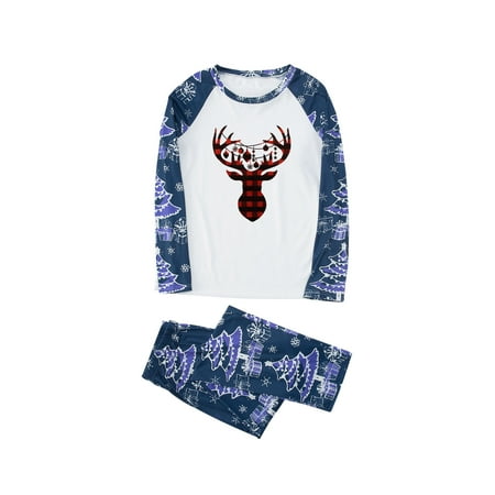 

AnuirheiH Parent-child Pjs Warm Christmas Set Printed Home Wear Pajamas Two-piece Mom Set Clearance