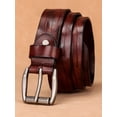 thumbnail image 5 of Catelles Durable Brown Leather Belt with A Silver Pin Buckle, Suitable for Daily Office Use, Gift Box Set with Punch Tool&For waist 44 in Width 1.5 in(3.8cm), 5 of 10