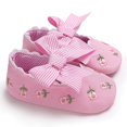 thumbnail image 3 of Baby Girls Flats with Embroidered Floral, Bow Princess Dress Shoes Anti-Slip Infant Crib First Walkers Shoes, 3 of 5