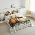 thumbnail image 3 of jejeloiu Retro Pumpkin King Size Comforter Sets,Geometric Dot Print Bedding Comforter Set,Kawaii Brown Bow Bedding Set,Microfiber Bedroom Decor Reversible,3 Pieces, 3 of 8