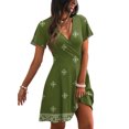 thumbnail image 2 of Summer V Neck Aline Dresses for Women 2026 Flowy Casual Flora Short Sleeve Dress Mini Sundress, 2 of 5