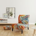 thumbnail image 2 of Designart "Layers Of Emotion Orange Blue Expression" Orange Geometric Shapes In Harmony Upholstered Accent Chair - Modern Arm Chair For Living Room, 2 of 7