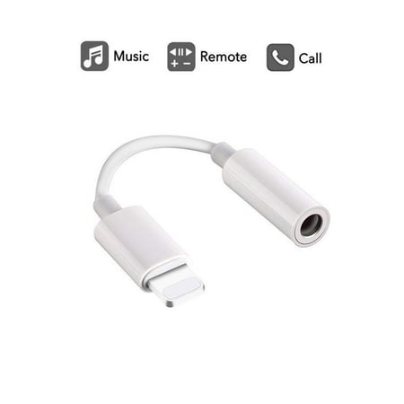 iphone 7 Lightning to 3.5 mm Headphone Jack Dongle Adapter, Compatible with iPhone XS/XR/X/8/8 Plus/7/7 Plus/ipad/iPod, Support iOS 11/12,