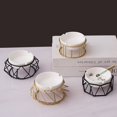 thumbnail image 3 of MIRACLE Ceramic Ashtray Hollow Out Detachable Ash Tray Desktop Decor Modern Geometric Ashtray For Home Office, 3 of 8