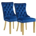 thumbnail image 7 of Sumdeal Mid-Century Modern Dining Chairs with Lion Head Pull Ring - High-End Tufted Velvet Upholstered Accent Chairs with Golden Legs & Nailhead Trim,Blue,Set of 2, 7 of 7