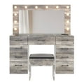 thumbnail image 5 of Ktaxon Large Makeup Vanity, Get Ready with Me GRWM Vanity Table Set w/ Visible Glass Top w/ Charging Station, Gray, 5 of 7