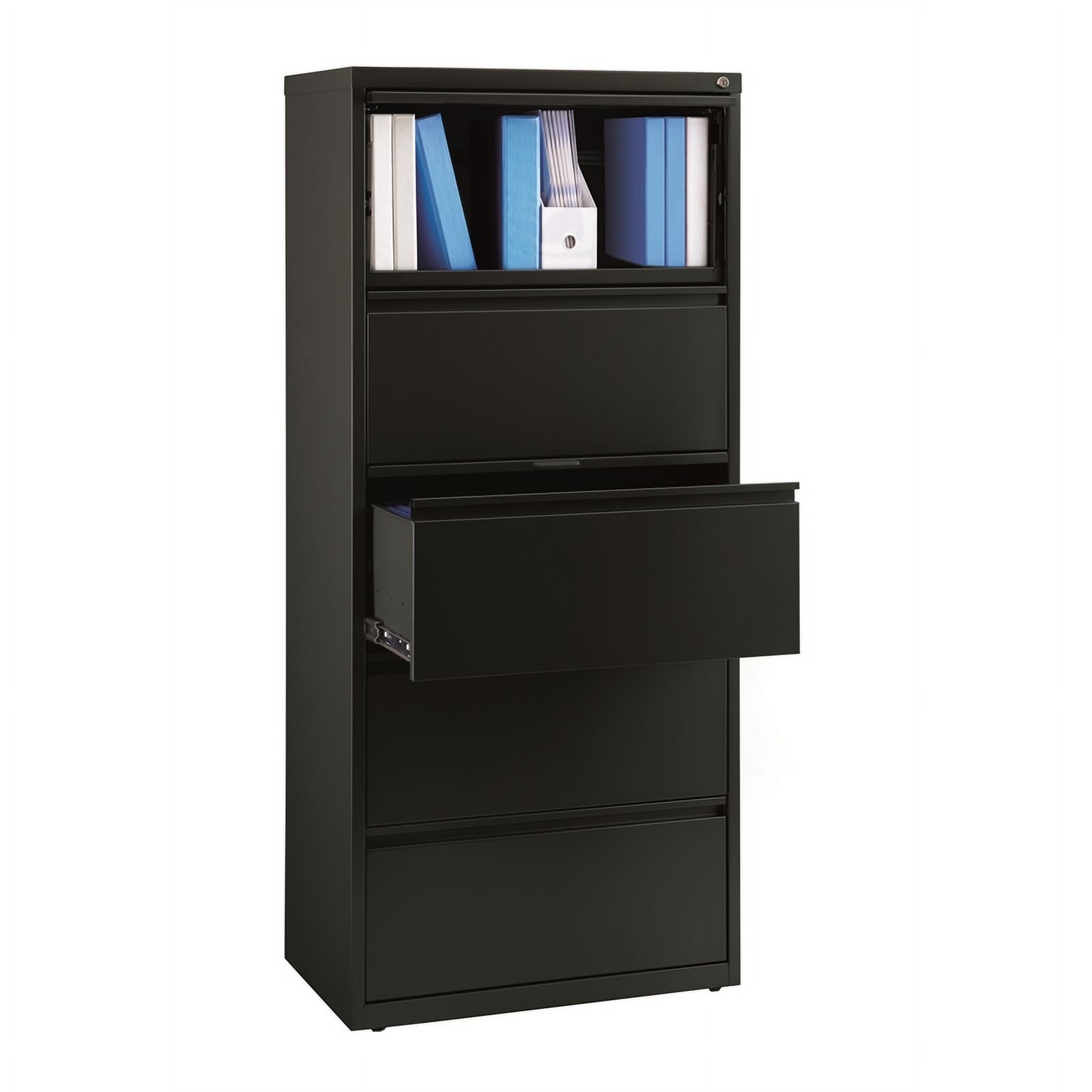 Scranton & Co 30" 5-Drawer Modern Metal Lateral File Cabinet in Black - image 5 of 6