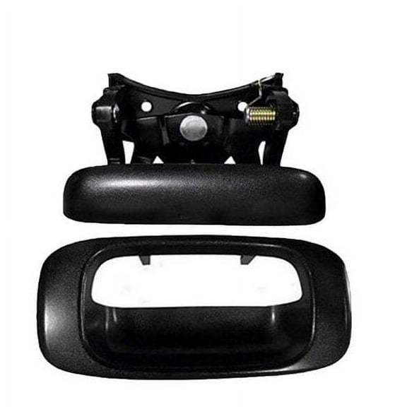 Tailgate Handle and Bezel Set Fits for Chevrolet Silverado 1500 2500 3500, for GMC Sierra 1500 2500 3500 Door Handle (Rod Clips Included)-Black-15997911, 15228539